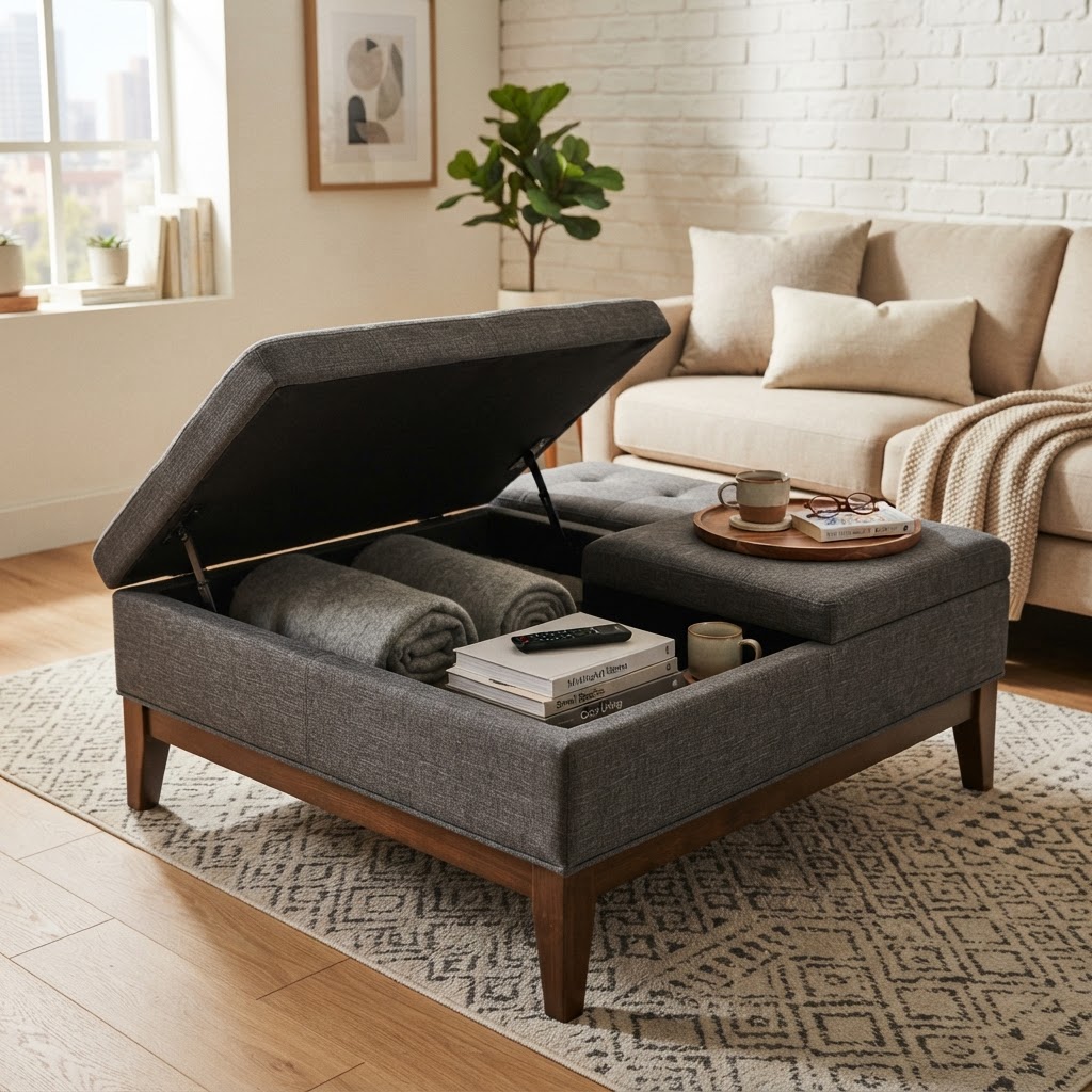 Multi-functional furniture is essential for keeping small spaces clutter-free.