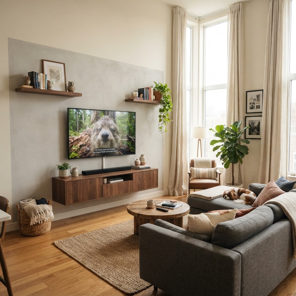 Utilizing vertical wall space to maximize storage without clutter.