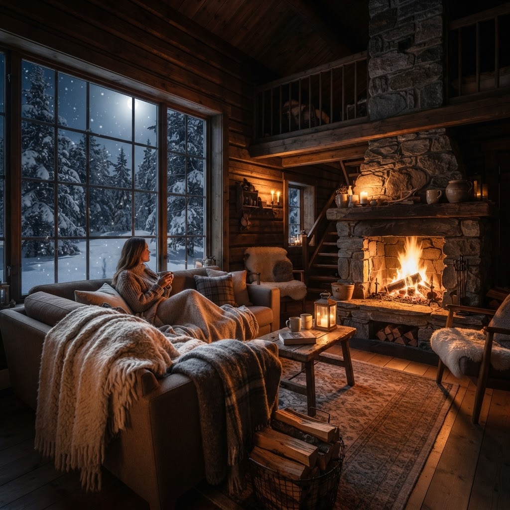 A classic Norwegian cabin interior designed for the ultimate cozy experience.
