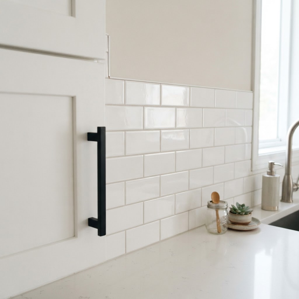 Small updates like new hardware and peel-and-stick tiles make a big impact in kitchens.