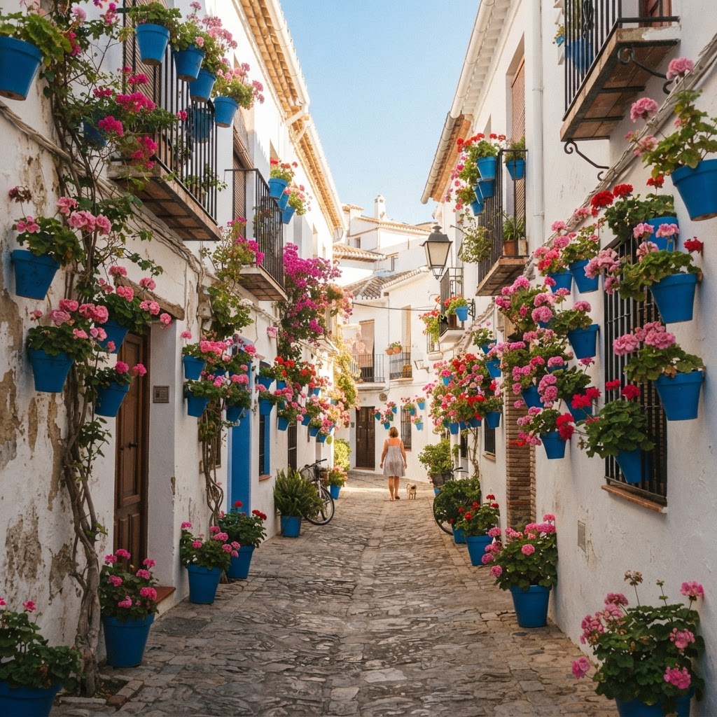 The charming, flower-filled alleys of Marbella's historic Old Town.