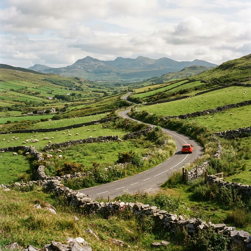 The lush Irish countryside awaits on your road trip.