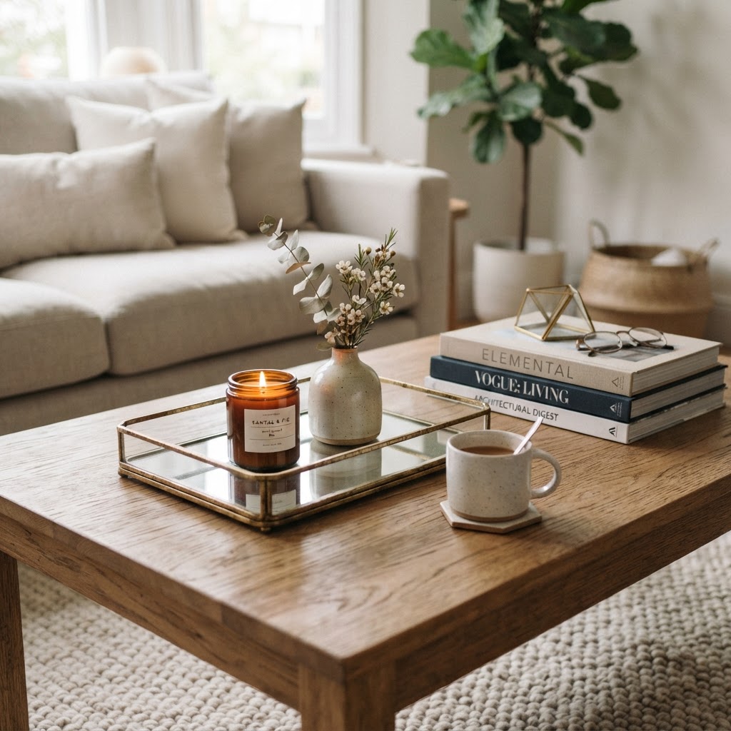 Using a tray to style your decor makes your space look intentional and curated.