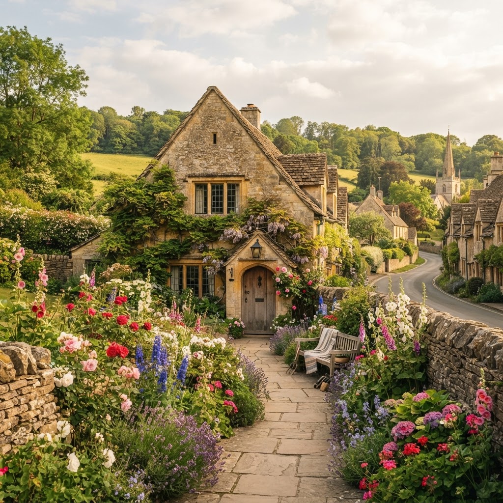 The iconic honey-colored stone architecture of the Cotswolds.