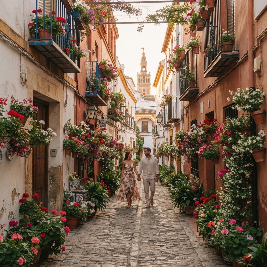 The winding, charming streets of Santa Cruz in the late afternoon.