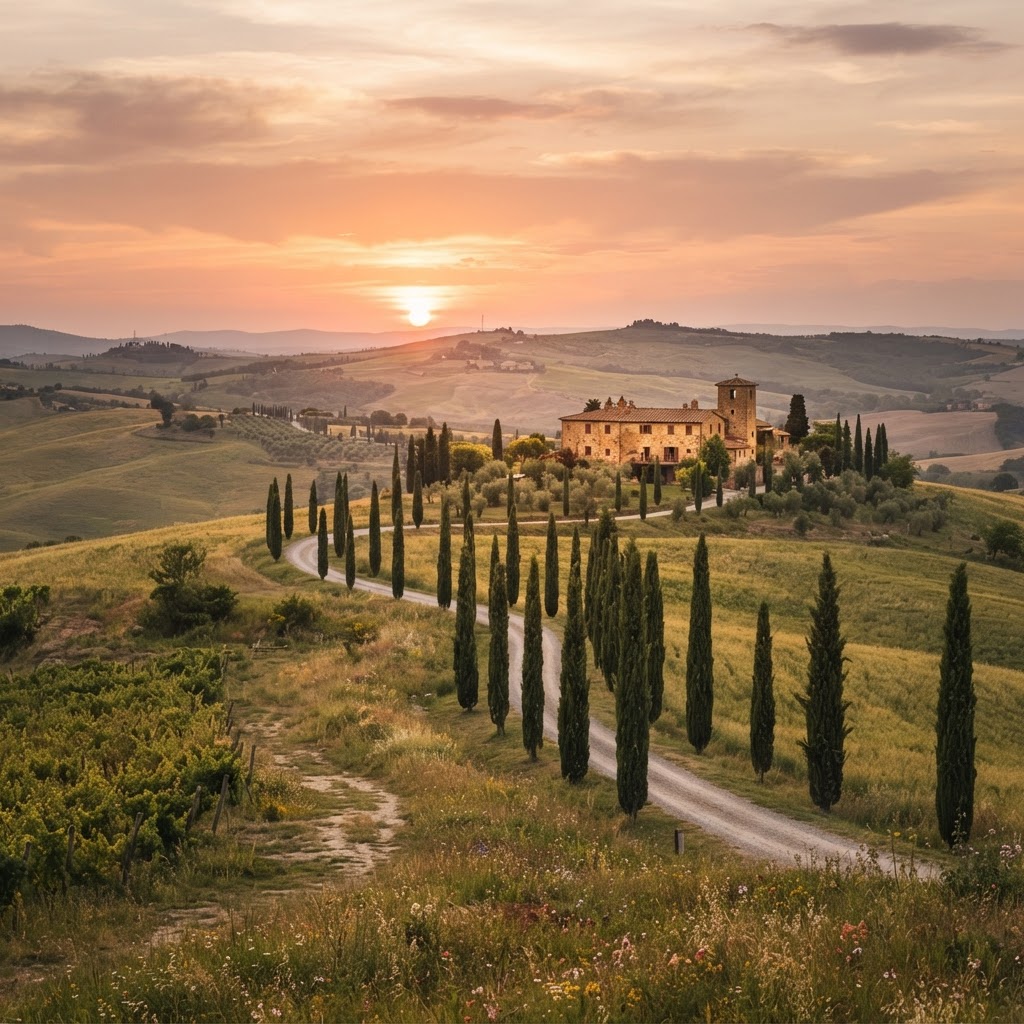 The golden fields of Tuscany define the slow travel movement in Italy.