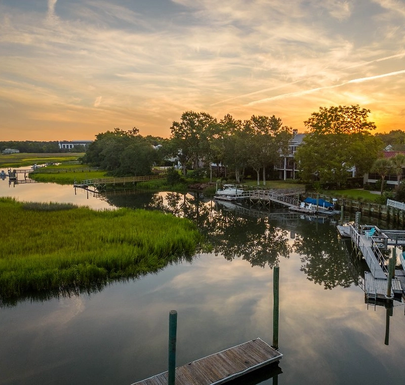 Charleston coastal marsh at golden hour