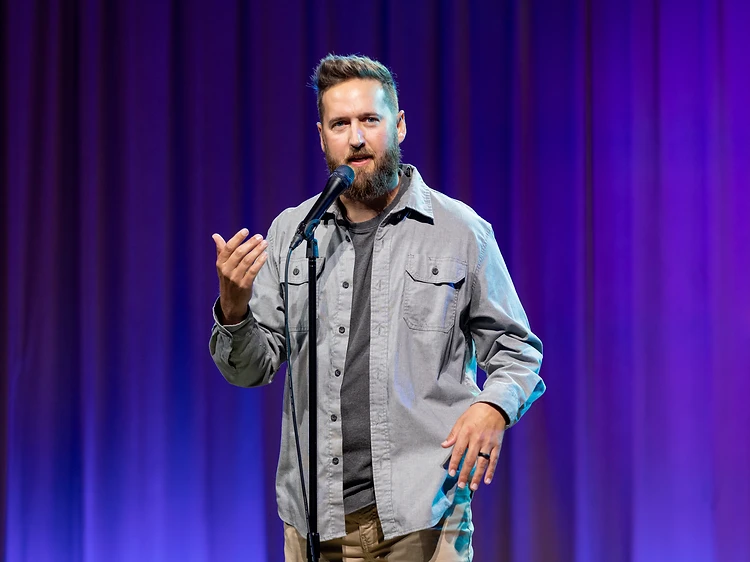 Comedian on stage at Comedy South