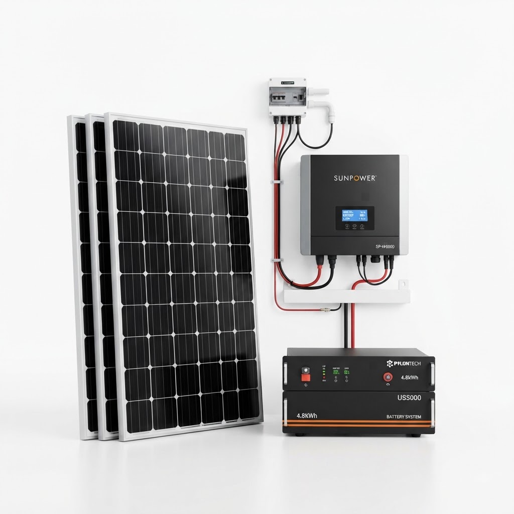 Kit Off-Grid 3kW com Bateria + 4 Modulos 550W da marca Growatt - Kits Solares para energia solar