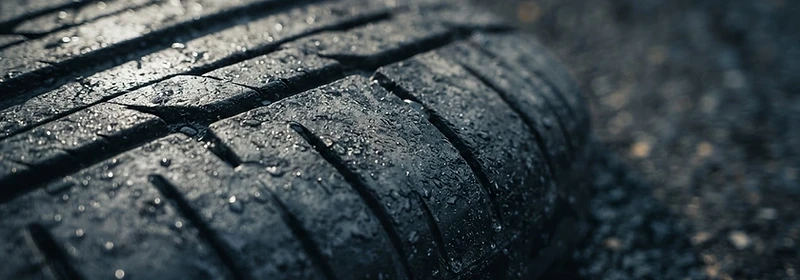 Macro close-up of high-performance tyre tread