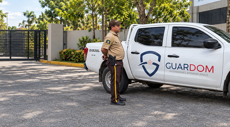 Vigilante GUARDOM junto a unidad de supervisión