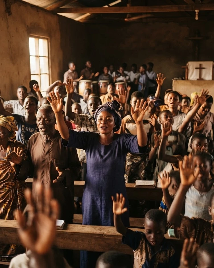 Congregation in worship