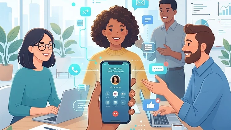 Small business team using Light PBX mobile communication