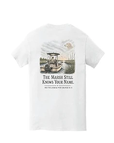 The Marsh Still Knows Your Name — Pocket Tee artwork