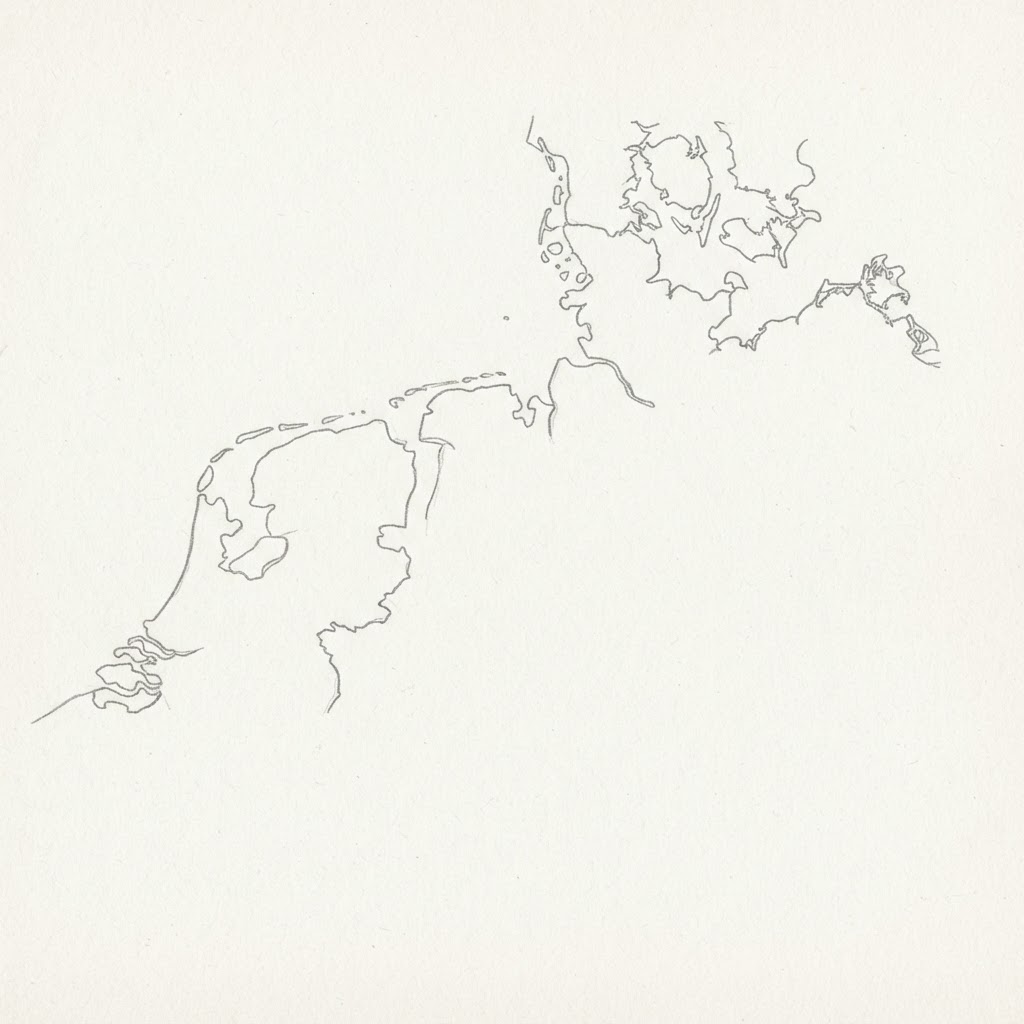 a pencil drawing map of Germany and The North Sea, simple and minimalistic drawing, no text, no people, just the lines of the pencil. do NOT put in any roads, or people, rivers or moutains or text. Just the drawing,