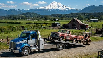 Abandoned farm truck on a rural Fraser Valley acreage awaiting removal