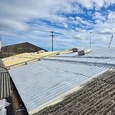 Finished coated roof panels on a warehouse in North Hampshire