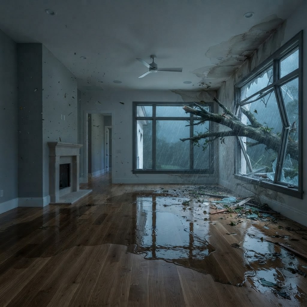 Living Room Water Loss before restoration