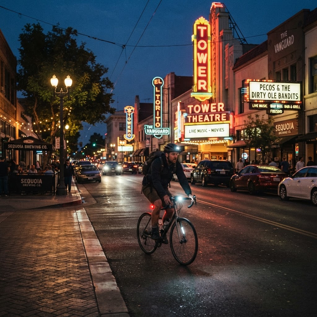 Night Cycling in Fresno's Tower District: A Different Kind of Ride