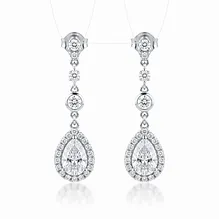 Pear Lab Diamond Halo Drop Earrings