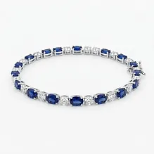 Blue Sapphire & Diamond Tennis Bracelet