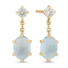 Aquamarine Lab Diamond Drop Earrings