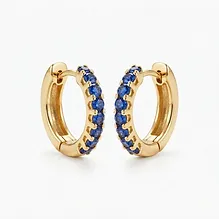 Blue Sapphire Huggie Hoop Earrings