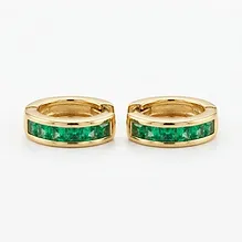 Emerald Huggie Hoop Earrings