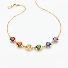 Rainbow Gemstone Bezel Necklace