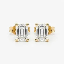 Emerald-Cut Lab Diamond Stud Earrings