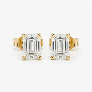 Emerald-Cut Lab Diamond Stud Earrings