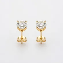 Round Bezel Studs Yellow Gold Mix