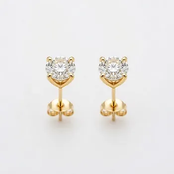 Round Bezel Studs Yellow Gold Mix
