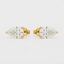Pear & Round Lab Diamond Stud Earrings