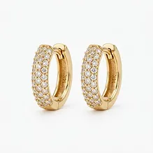 Round Bezel Huggie Yellow Gold