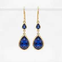 Blue Sapphire Double Pear Drop Earrings