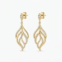 Lab Diamond Leaf Drop Earrings