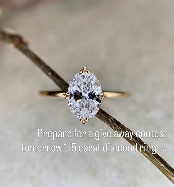 18K Gold Sterling Silver Ring with 1.5 Carat Lab Diamond