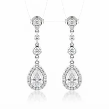 Pear Lab Diamond Halo Drop Earrings