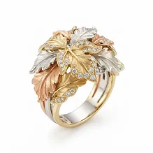 Tri-Color Gold Leaf Ring