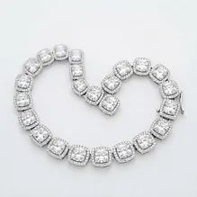 Cushion Halo Diamond Tennis Bracelet