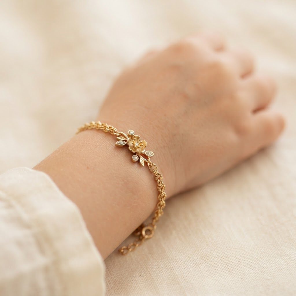 Delicate floral gold bracelet
