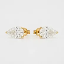 Pear & Round Lab Diamond Stud Earrings