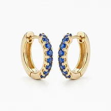 Blue Sapphire Huggie Hoop Earrings