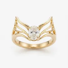 Golden Wing Oval Ring