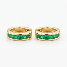 Emerald Huggie Hoop Earrings