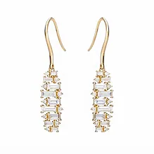 Mosaic Baguette Dangle Lab Diamond Earrings