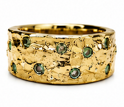 Hammered Emerald Scatter Band