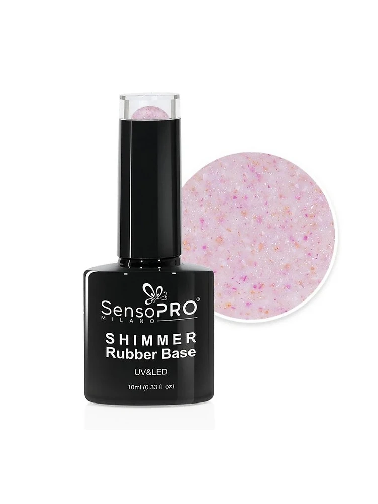 SensoPRO Milano Shimmer Rubber Base Pink Gold Pink Gold - Roz cu Sclipici Auriu - Esența Gloss produs manichiura profesionala