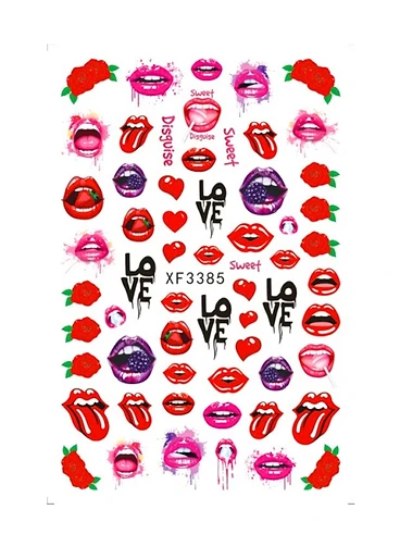 Sticker Model Unghii Buze si Trandafiri XF3385 Buze si Trandafiri - Precizie de Atelier produs profesional manichiura